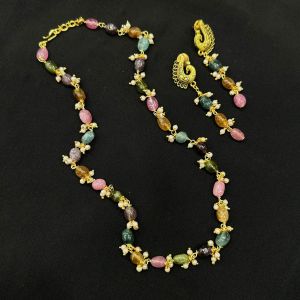 Imitation Multi Tourmaline Necklace, with Pearl Loreals