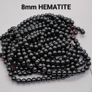 Natural Gemstone Beads, Hematite Beads, 8mm, Plain Round