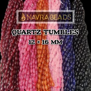 12 strings of assorted Natural Stones, Quartz Tumbles, 12x16mm, Multicolor, Pack of 2 strings each in 6 colours