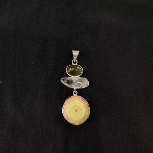 1 Piece Gemstone Pendant Silver Finish | MultiColour Centre Pendant 1 to 2.5 Inch | For Necklace Making