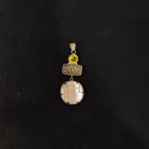 1 Piece Gemstone Pendant Silver Finish | MultiColour Centre Pendant 1 to 2.5 Inch | For Necklace Making