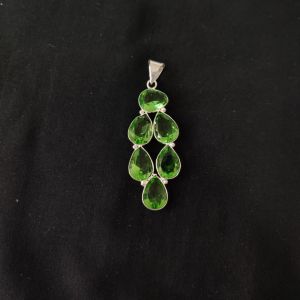 1 Piece Gemstone Pendant Silver Finish | Green Centre Pendant 1 to 2.5 Inch | For Necklace Making