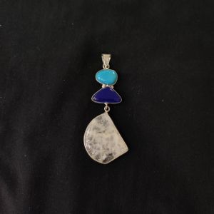 1 Piece Gemstone Pendant Silver Finish | MultiColour Centre Pendant 1 to 2.5 Inch | For Necklace Making