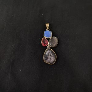 1 Piece Gemstone Pendant Silver Finish | MultiColour Centre Pendant 1 to 2.5 Inch | For Necklace Making