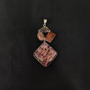 1 Piece Gemstone Pendant Silver Finish | MultiColour Centre Pendant 1 to 2.5 Inch | For Necklace Making