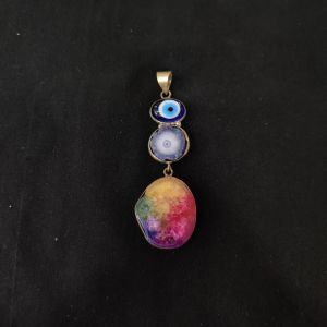 1 Piece Gemstone Pendant Silver Finish | MultiColour Centre Pendant 1 to 2.5 Inch | For Necklace Making