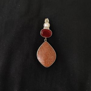 1 Piece Gemstone Pendant Silver Finish | Sandstone Centre Pendant 1 to 2.5 Inch | For Necklace Making