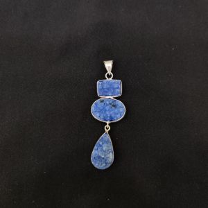 1 Piece Gemstone Pendant Silver Finish | Blue Centre Pendant 1 to 2.5 Inch | For Necklace Making