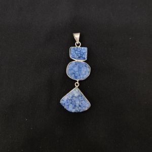 1 Piece Gemstone Pendant Silver Finish | Blue Centre Pendant 1 to 2.5 Inch | For Necklace Making