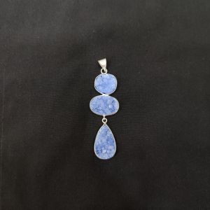 1 Piece Gemstone Pendant Silver Finish | Blue Centre Pendant 1 to 2.5 Inch | For Necklace Making