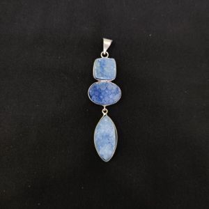 1 Piece Gemstone Pendant Silver Finish | Blue Centre Pendant 1 to 2.5 Inch | For Necklace Making