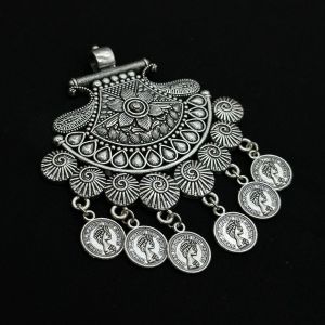 Antique Silver Metal Pendant With Charms