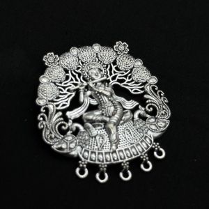 Antique Silver Metal Pendant (Krishna)