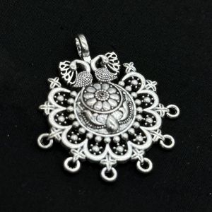 Antique Silver Metal Pendant (Peacock)