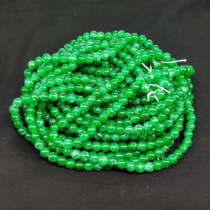 Printed Glass Beads, 8mm, Round, Grass Green, 30"(100 Beads Approx)