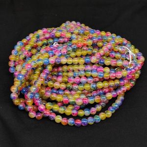 Printed Glass Beads, 8mm, Round, Mukti, 30"(100 Beads Approx)