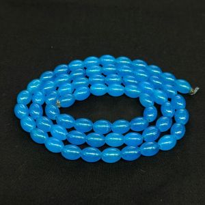 Oval Glass Beads, 8x11mm, Peacock Blue