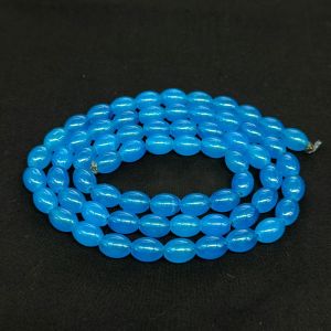 Oval Glass Beads, 8x11mm, Peacock Blue