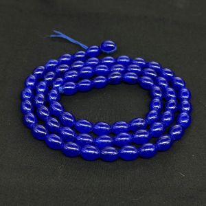 Oval Glass Beads, 8x11mm, Royal Blue
