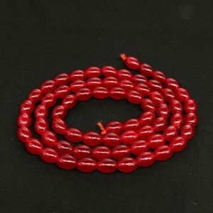 Oval Glass Beads, 8x11mm, Red