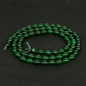 Oval Glass Beads, 8x11mm, Dark Green