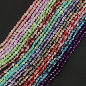 10(30”) lines Crackle Glass Beads, 8mm Round,Assorted