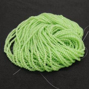 Navrabeads Light Green Opaque Glass Crystal Rondelle Beads 3mm – Single String | Approx. 100–116 Pcs for Jewellery Making