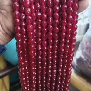 Navrabeads Pinkish Maroon Natural Quartz Oval Beads 6x9mm – 14 Inch String | Elegant Gemstone Beads for Jewellery Making & DIY Crafts