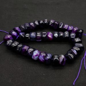 Natural Agate Rondelle/Disc Shape - Dark Purple