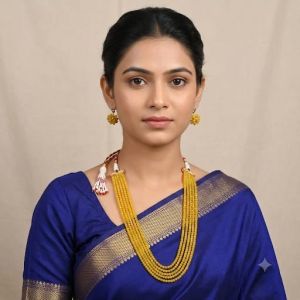 5 Layer YELLOW Agate Necklace Matching Hook Earrings, 20 Inch Elegant Ethnic Jewellery Set for Weddings, Parties & Festive Wear