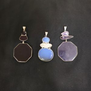 Gemstone Pendant, Assorted, Pack Of 3 Pcs