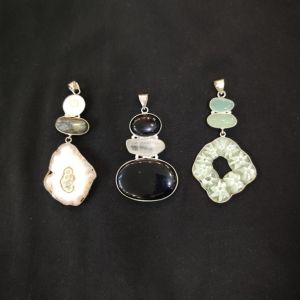 Gemstone Pendant, Assorted, Pack Of 3 Pcs