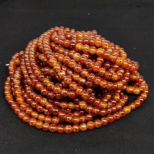 Printed Glass Beads, 8mm, Round, Brown, 30"(100 Beads Approx)
