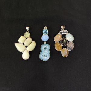 Gemstone Pendant, Assorted, Pack Of 3 Pcs