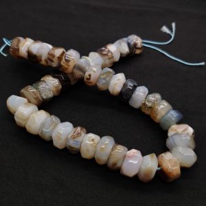 Natural Agate Rondelle/Disc Shape - Light Brown And Light Grey