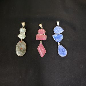 Gemstone Pendant, Assorted, Pack Of 3 Pcs