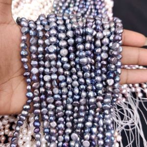 AAA Quality Fresh Water Pearls, Nugget, 5-6mm, (Peacock Grey)