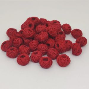 Cotton Thread Beads - Red, Pack Of 25 Pcs