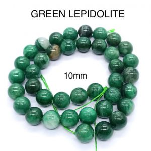 Natural Gemstone Beads, (GREEN LEPIDOLITE) 10mm