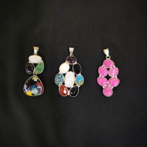 Gemstone Pendant, Assorted, Pack Of 3Pcs