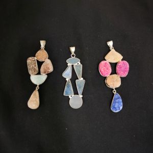 Gemstone Pendant, Assorted, Pack Of 3Pcs