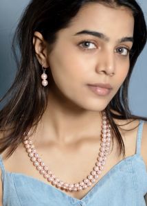 Navrabeads Pink Shell Pearl 2-Layer Necklace for Women | Elegant Layered Pearl Jewelry for Festive Wear, Party Styling & Everyday Sophistication | Handcrafted 20-Length Necklace