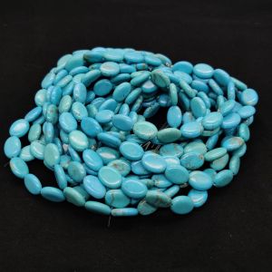 Howlite Beads, Dyed, Flat Oval (10x14), Turquoise