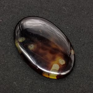 Lace/Banded Agate Cabochon, Oval, Dark Brown