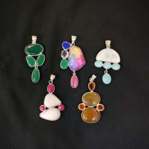Gemstone Pendant, Assorted, Pack Of 5Pcs