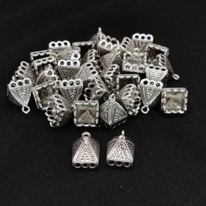 Oxidised Silver Jhumka Frame, Box (Triangle) 