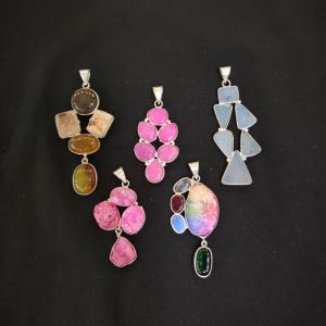 Gemstone Pendant, Assorted, Pack Of 5 Pcs