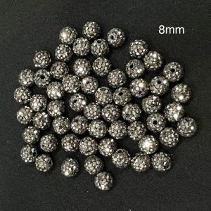 Rhinestones Balls, 8mm, Black, Pack Of 10 Pcs