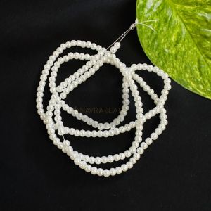 Glass Pearl Beads, 3mm, White