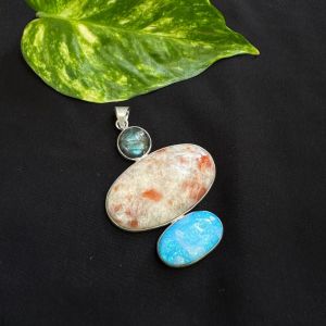 Gemstone Pendants, 3 mix stones, Multicolor